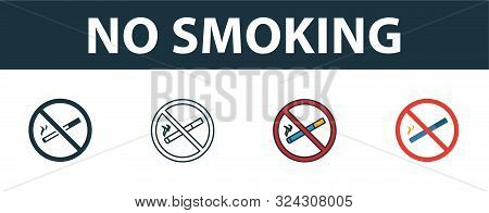 No Smoking Icon Set. Premium Symbol In Different Styles From Fire Safety Icons Collection. Creative 