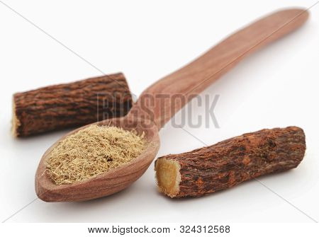 Liquorice Stick And Ground In A Spoon