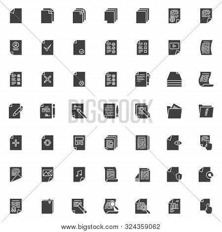 Document Files Vector Icons Set, Modern Solid Symbol Collection, Filled Style Pictogram Pack. Signs,