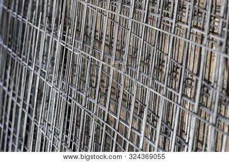 Background Metal Lattice Grid Close Up. Material