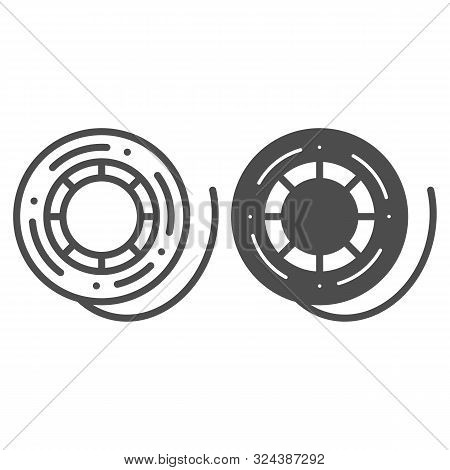 Fishing Reel Line And Glyph Icon. Scaffold Thread Vector Illustration Isolated On White. Skein Of Th