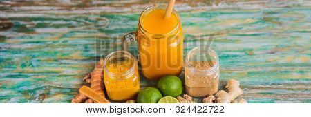 Drink Jamu. Indonesian Traditional Drink In Bali Banner, Long Format