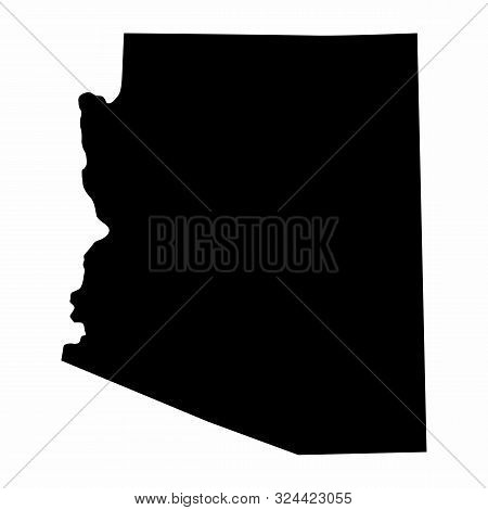 Arizona State Dark Silhouette Map Isolated On White Background