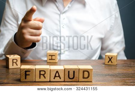 A Man Points A Finger At A Fraud. Countering Deception, Protection Against Fraudsters. The Fight Cor
