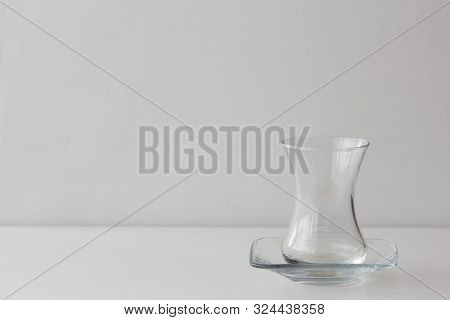 Empty Armudu Tea Glass On The White Background