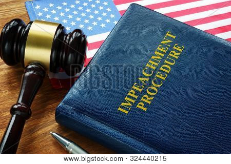 Impeachment Procedure Law, Gavel And Usa Flag.