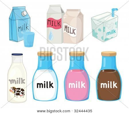 Collection of assorted milks on white