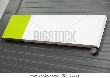 White And Green Square Cut Empty Plate On Metal Dark Grey Striped Wall