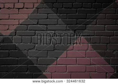 Grey And Pink Brick Wall Texture Background. Surface With Various Squares And Rhombuses. Abstract St