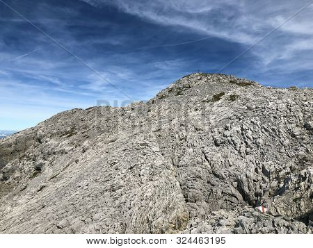 Mutteristock Mountain Above The Wagital Valley (waegital Or Wägital) And Alpine Lake Wagitalersee (w