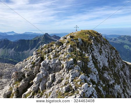 Mutteristock Mountain Above The Wagital Valley (waegital Or Wägital) And Alpine Lake Wagitalersee (w