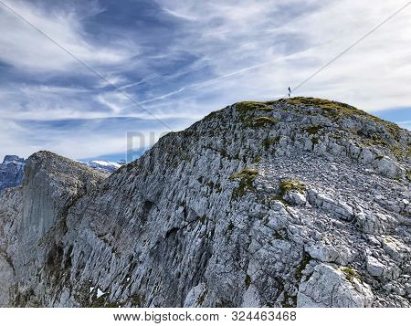 Mutteristock Mountain Above The Wagital Valley (waegital Or Wägital) And Alpine Lake Wagitalersee (w