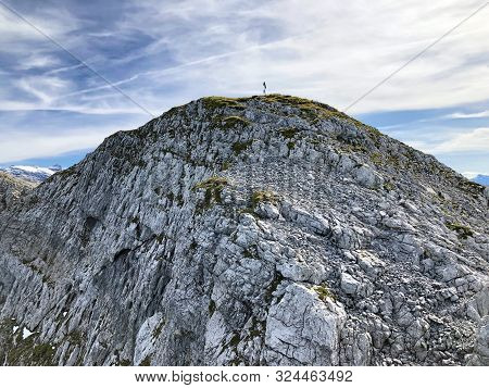 Mutteristock Mountain Above The Wagital Valley (waegital Or Wägital) And Alpine Lake Wagitalersee (w