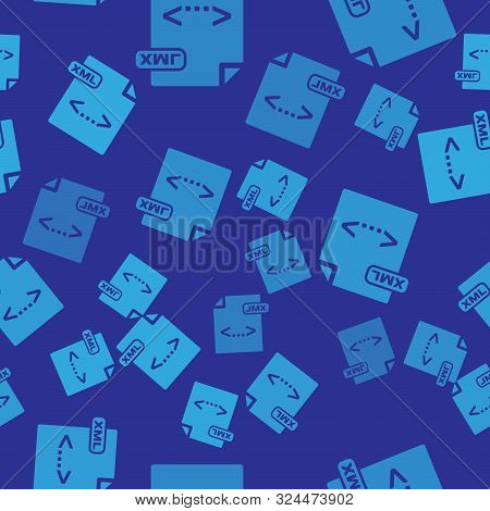 Blue Xml File Document. Download Xml Button Icon Isolated Seamless Pattern On Blue Background. Xml F