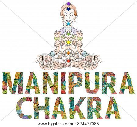Manipura Chakra. Vector Zentangle Object For Decoration