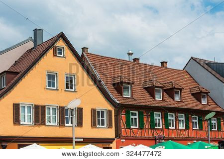 MEERSBURG, GERMANY - June 29, 2018: Antique building view in Old Town Meersburg, Germany