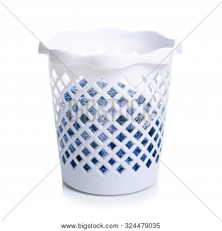 Bin With Clothing On White Background Isolation