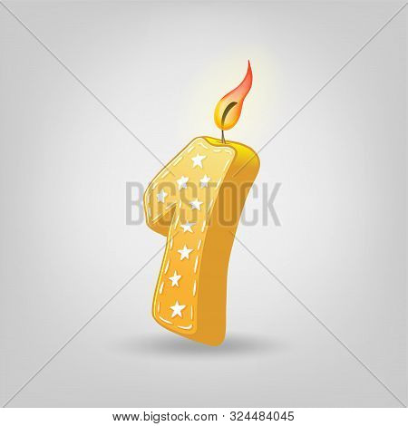 Colored Candles For The Holiday. Hand-drawn Vector Illustration. Number One