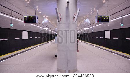 Warsaw,poland. 27 September 2019. Second Line Of Warsaw Subway System. Warsaw Metro Station Interior