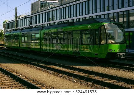 Karlsruhe,germany - September 21,2019:main Station This Is A Small,modern,train Line Of The Local Tr