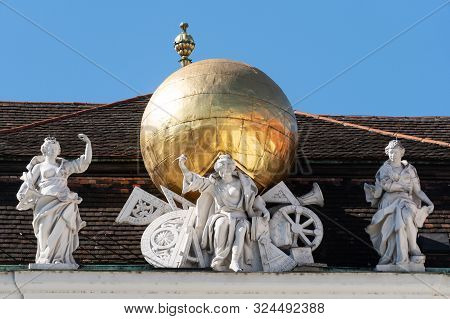 Vienna, Austria - September 21, 2019: The Court Library (hofbibliothek) Is Part Of The Austrian Nati