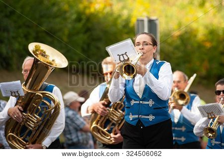 Germany, Baden Wurttemberg, Niederstetten. September 2019. Traditional Autumnal Harvest Fest. Orches