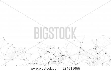 Social Media Communication Digital Concept. Network Nodes Greyscale Plexus Background. Molecule, Ato