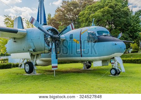Daejeon, South Korea; September 19, 2019: Grumman S-2e Tracker Aircraft On Display At National Cemet