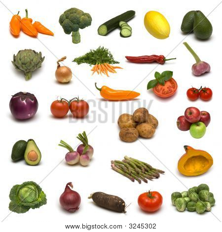 Página grande de vegetais e frutas