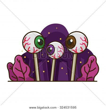 Halloween Eye Candy Illustrations, Cool Halloween Party Illustrations, Creepy Candy Candy Illustrati