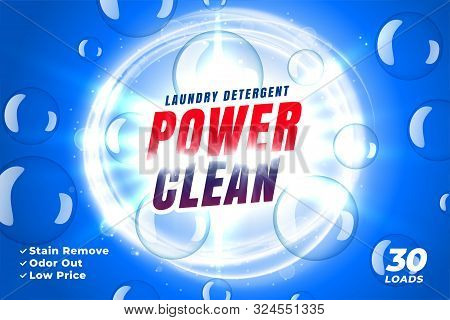 Power Clean Laundry Detergent Concept Packaging Banner Template