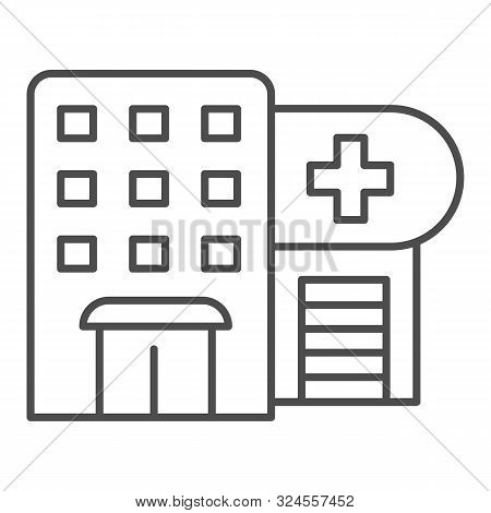 Hospital Thin Line Icon. Polyclinic Vector Illustration Isolated On White. Clinic Outline Style Desi