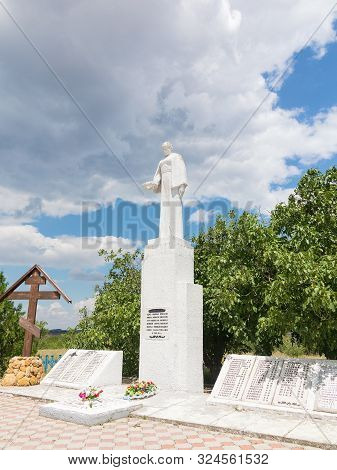 Odessa, Marinovka, Ukraine, July 15, 2018: Monument To The Hero Of The Soviet Union Who Died In The