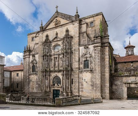 Santiago De Compostela, Spain; September 22, 2019: Facade Of San Marin Pinario Church Of The Benedic