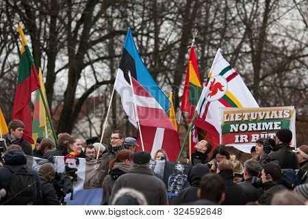 Vilnius, Lithuania - Mar 11: Around One Thousand People Gathered In A Controversial Nationalist Rall