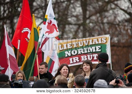 Vilnius, Lithuania - Mar 11: Around One Thousand People Gathered In A Controversial Nationalist Rall