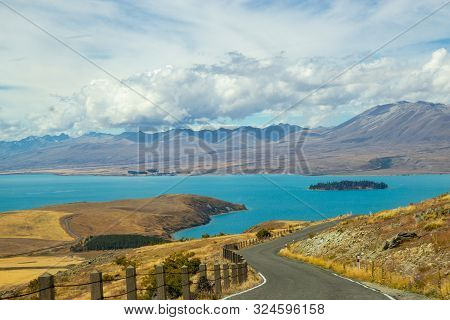 Asphalt Road Through Canterbury Region Of New Zealand