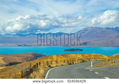 Asphalt Road Through Canterbury Region Of New Zealand