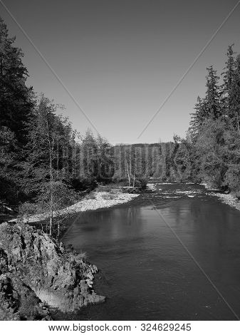 The Rocky And Rugged Shores Of The Middle Fork Of The Willamette River Near Oakridge Oregon Filled W