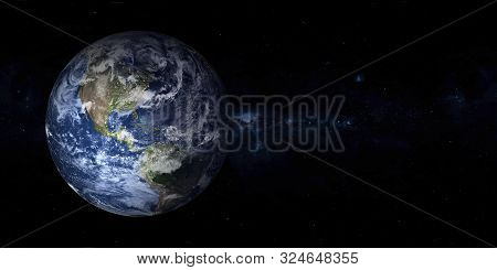 Twillight Planet Earth of solar system in the space with night lights. North and south America. Blue planet. Science fiction. Elements of this image were furnished by NASA
