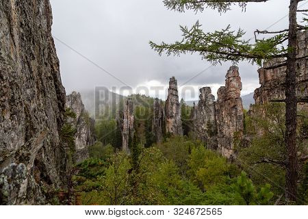 Mountain Range Inzerskie Zubchatki In The Southern Urals, Russia.