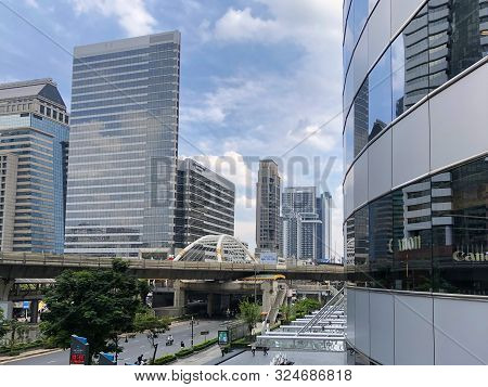 Bangkok Thailand - 27 Sep 2019:  Lot Of Office Building At Sathorn Intersection In Sathorn District 