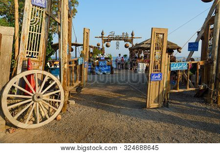 Sharm El Sheikh, Egypt - September 19, 2019: Unknown People Visit Popular Cafe Farsha With Original 
