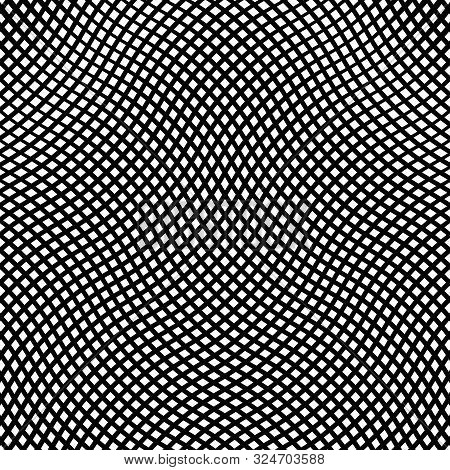 Grid Pattern, Mesh Background Of Wavy, Waving Distortion, Deformation On Crossing Lines. Jumble, Cro