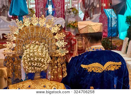 Minangkabau Traditional Wedding Dress In West Sumatra Of Indoneisia