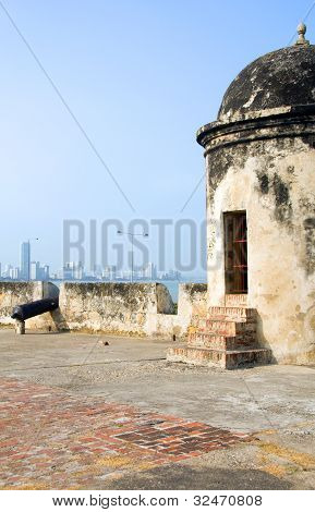 Zobrazení děla zdi Bocagrande Cartagena Kolumbie Jižní Ameriky