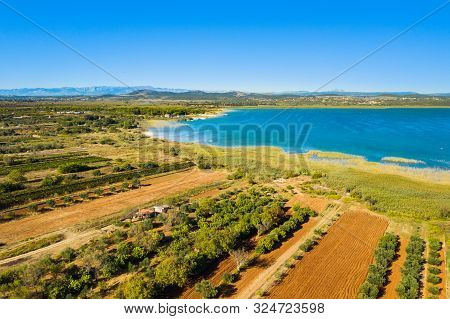 Beautiful Nature Park Vrana Lake (vransko Jezero), Dalmatia, Croatia, Aerial Shot