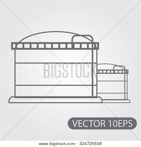 Gas Storage Icon Black And White Outline Drawing. Ground Storage Resources. Gasholder.