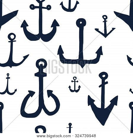 Advertising Poster Seamless Pattern Anchor Cartoon. Cast Forged Or Welded Construction. Anchor Diffe