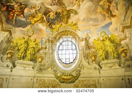 Detail Of The freska v The St. Charles kostel (karlskirche) ve Vídni